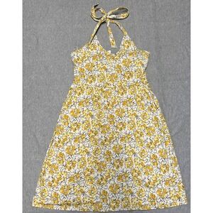 Pact Yellow Floral Halter Sun Dress